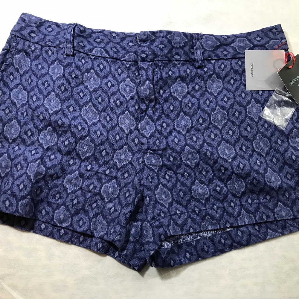 NWT Cynthia Rowley Blue Linen Shorts